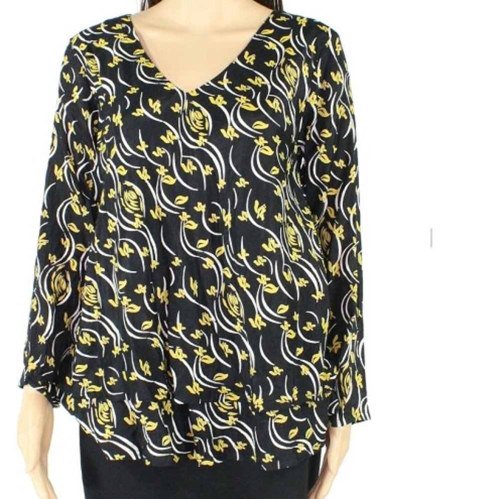 Masai women's XS honeysuckle silky viscose v-neck long-sleeved BETTY top